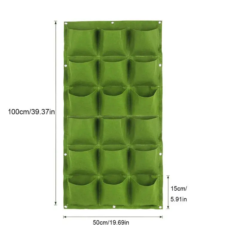 Vertical Wall Planter Bags – 9, 18 & 49 Pocket Grow Bags Vertical Garden Planter Axl 18 Pocket Green