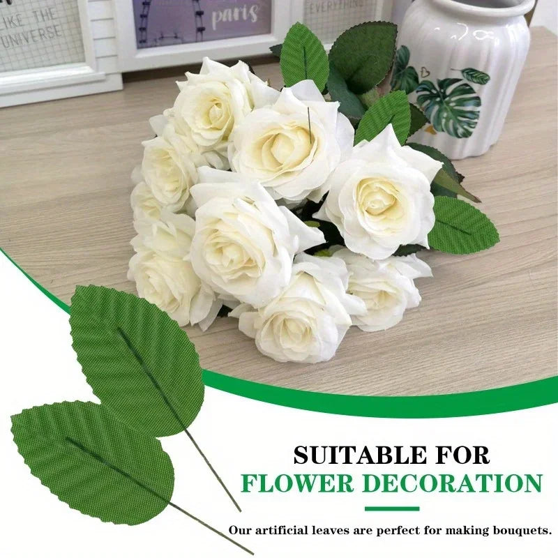 200 Pcs Artificial Rose Leaves with Stem | Wedding & DIY Decor Artificial Craft Leaves Axl