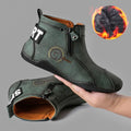 Men's British Chelsea Boots – Genuine Leather Winter Ankle Boots Men's Chelsea Boots Axl Green-Plush 41