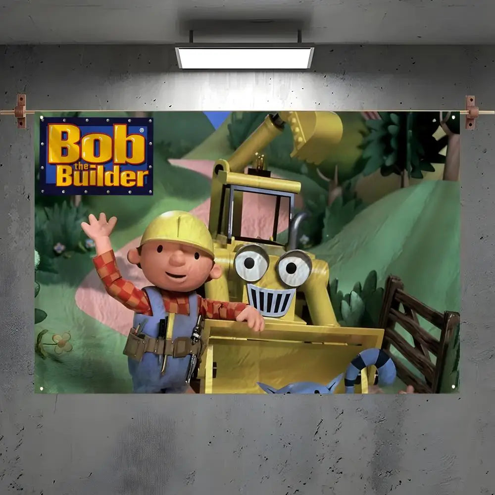 Bob the Builder Cartoon Wall Flag – Indoor & Outdoor Banner Decorative Flag Axl White3 100x150cm