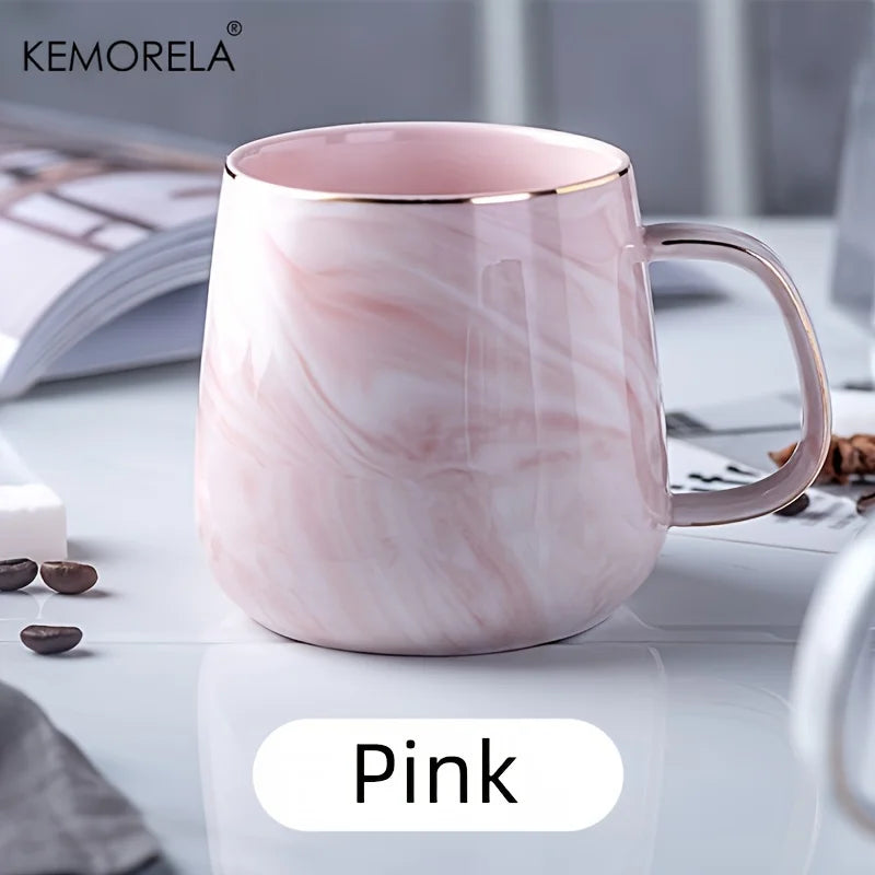 KEMORELA 400ml Gold-Rimmed Ceramic Coffee Mug | Gift Idea Ceramic Coffee Mug Axl Pink 301-400ml