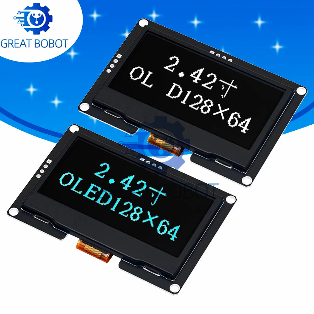 2.42" 128x64 OLED Display Module – I2C & SPI, White/Blue OLED Display Module Axl