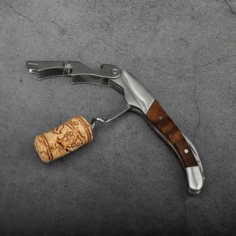 Wood Handle Stainless Steel Corkscrew Waiter's Wine Opener Wine Opener Axl
