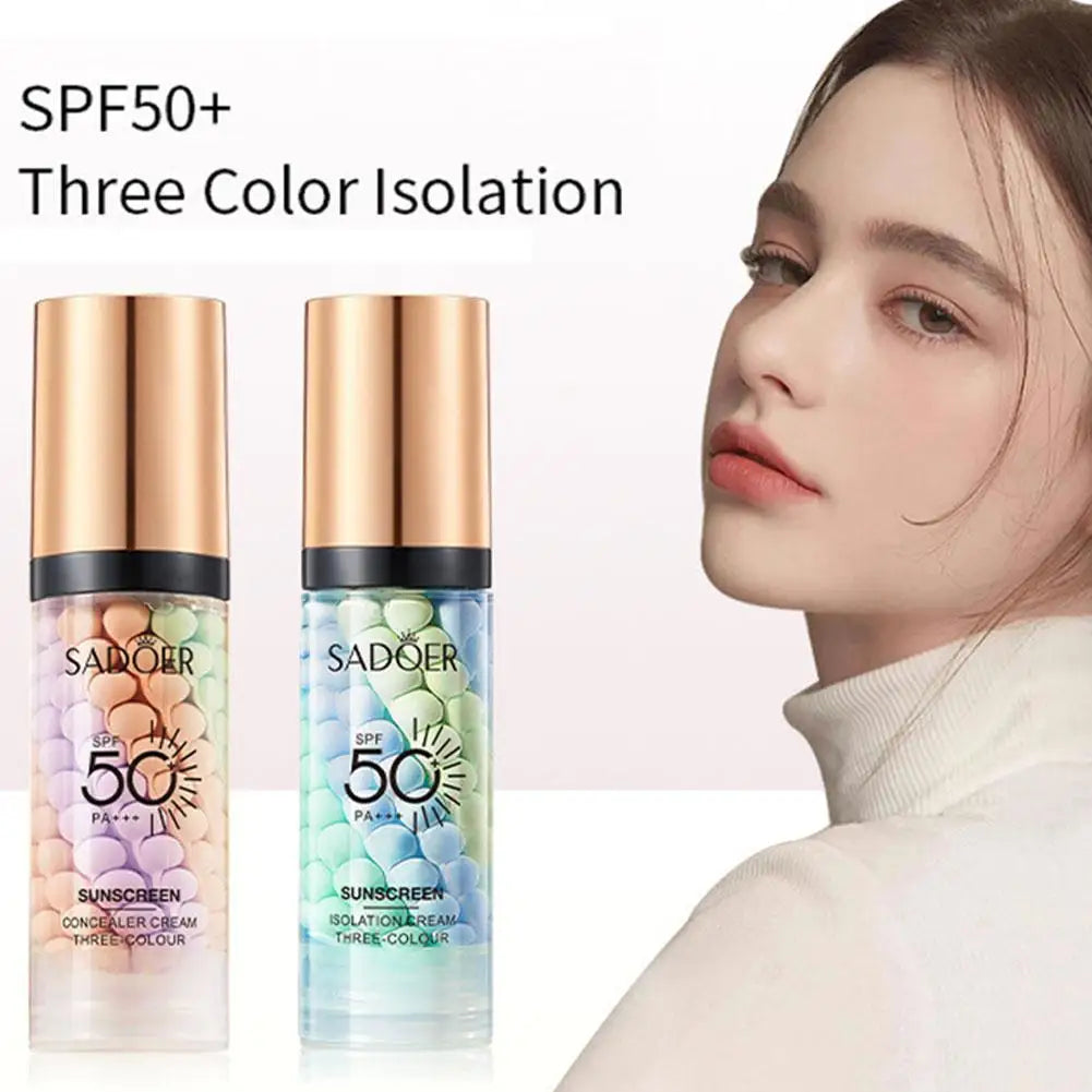 SADOER Tri-Color Makeup Primer SPF50+ Contour Base Cream 40g Makeup Primer Cream Axl