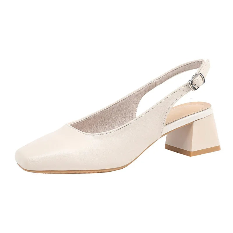Women's Square Toe Block Heel Sandals – Buckle Strap Summer Block Heel Sandals Axl