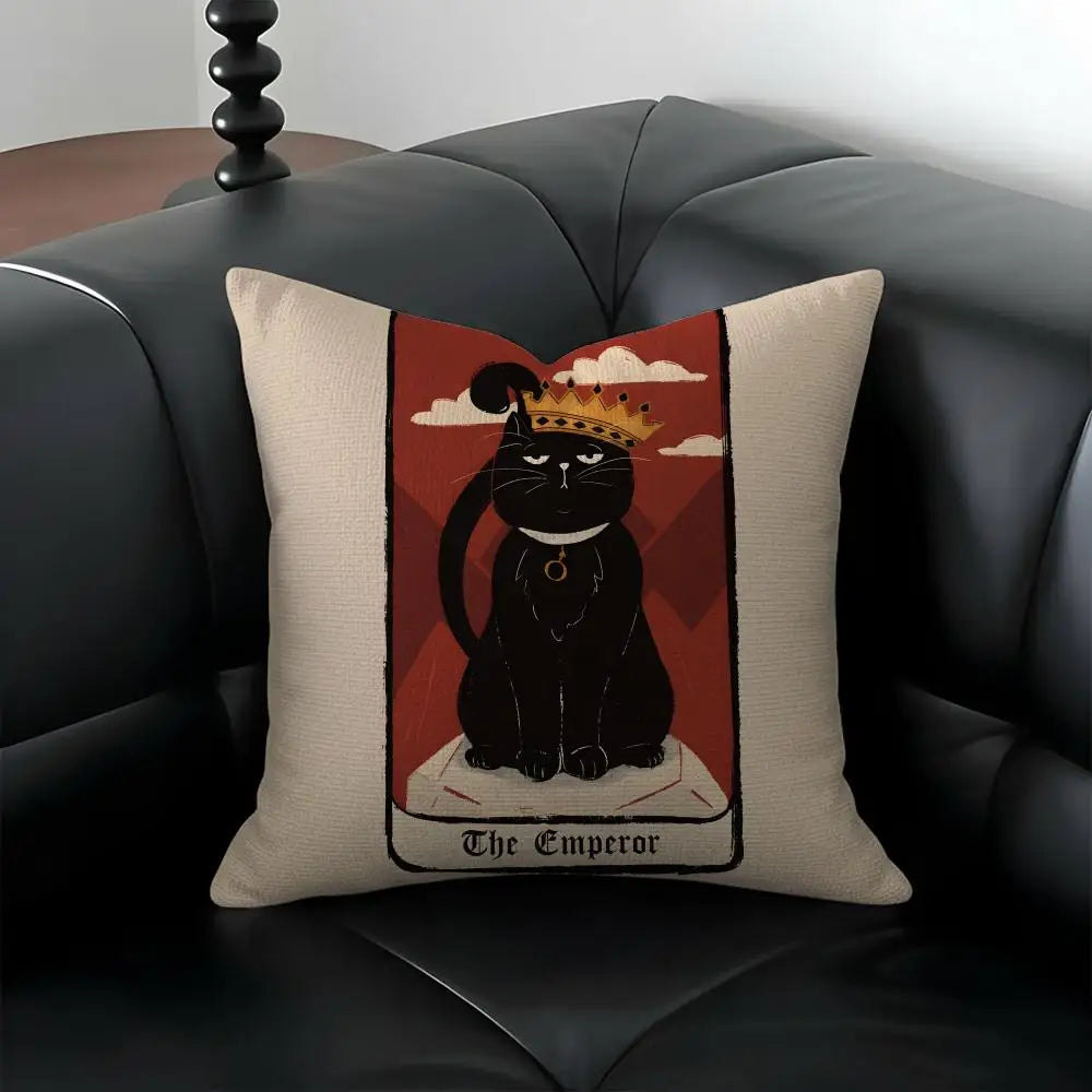 Tarot Cat Linen Cushion Cover – Sofa, Bed & Chair Décor Linen Cushion Cover Axl