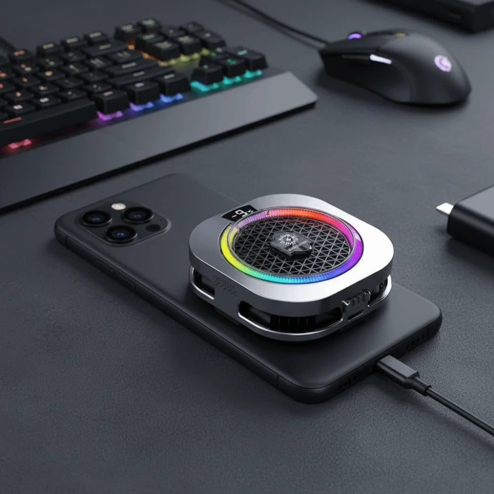 RGB Phone Cooler – Semiconductor Cooling Fan & Digital Display Phone Cooling Fan Axl