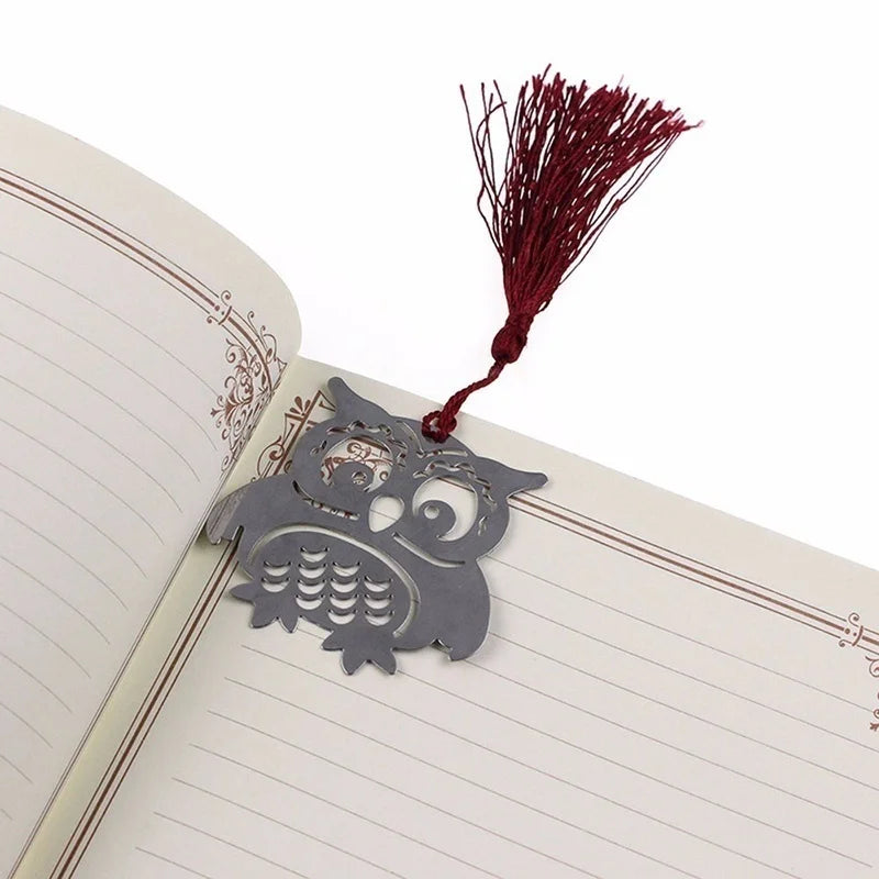 Cute Owl Metal Bookmark with Tassel – Gift for Kids & Students Metal Bookmark Axl Sliver