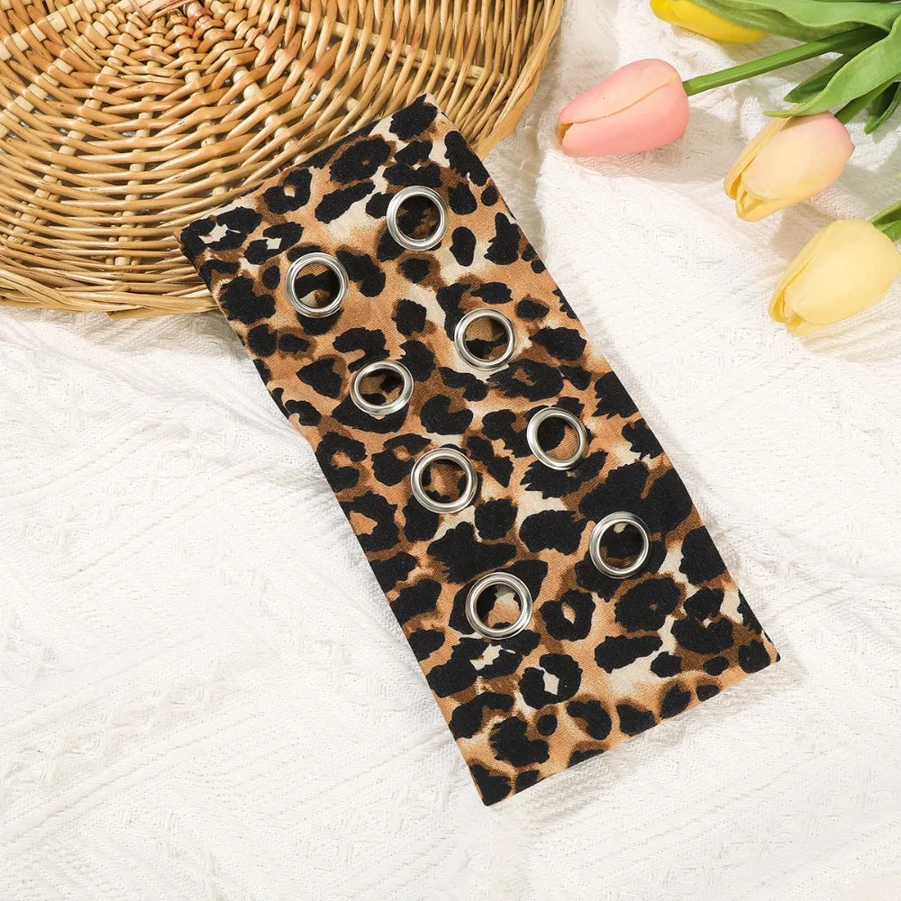 Punk Leopard Print Metal Headband – Steampunk Eyelet Style Punk Headband Axl Style 4