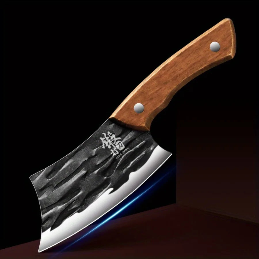 PLYS Meat Cleaver Butcher Knife – Stainless Steel Wood Handle Kitchen Cleaver Knife Axl A