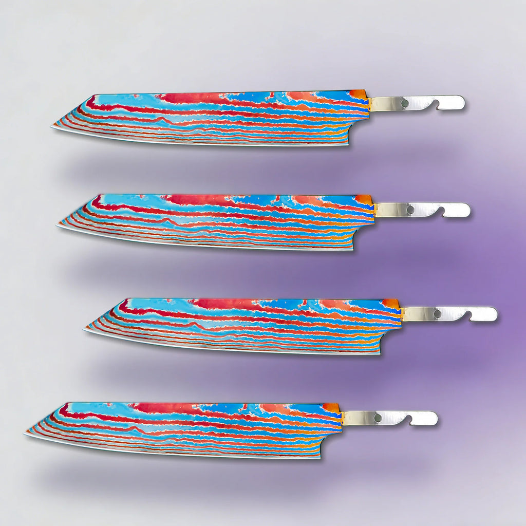 Kiritsuke Chef Knife Blade Set – Titanium Damascus Steel DIY Knife Making Blade Axl