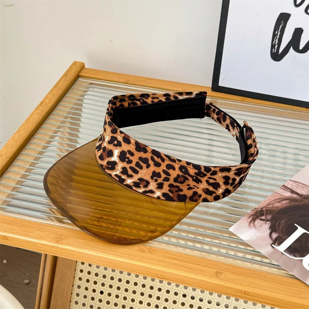 UV Protection Leopard Print Visor Cap – Women's Sun Hat Sun Visor Cap Axl Coffee Leopard Print