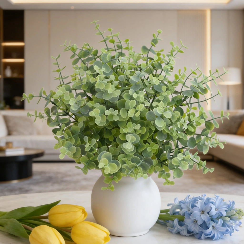 Artificial Eucalyptus Branches Faux Green Leaves Decor 2/4 Pcs Artificial Plant Decor Axl