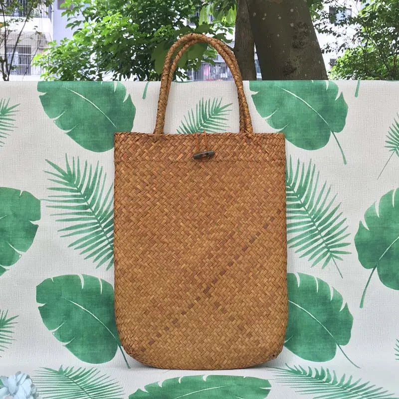 Women's Wicker Rattan Straw Tote Bag – Woven Shoulder Handbag Straw Tote Bag Axl A