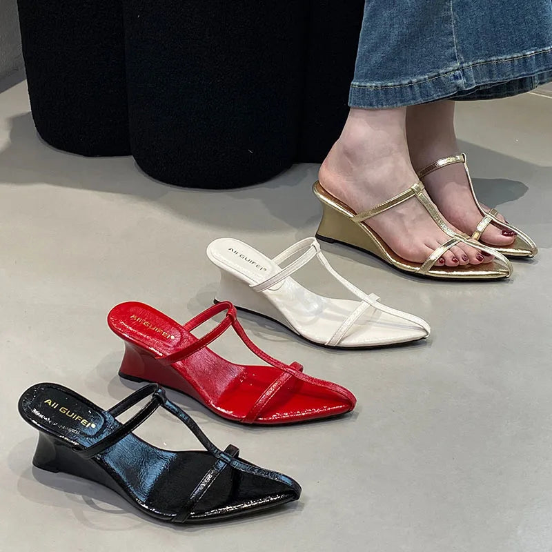 Women's Wedge Sandals – Pointed Toe High Heel Slip-On Shoes Wedge Sandals Axl