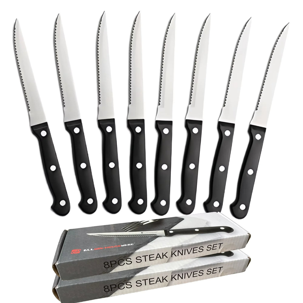 Serrated Steak Knives Set 4/6/8/16 Pcs – Stainless Steel Steak Knife Set Axl 16PCS