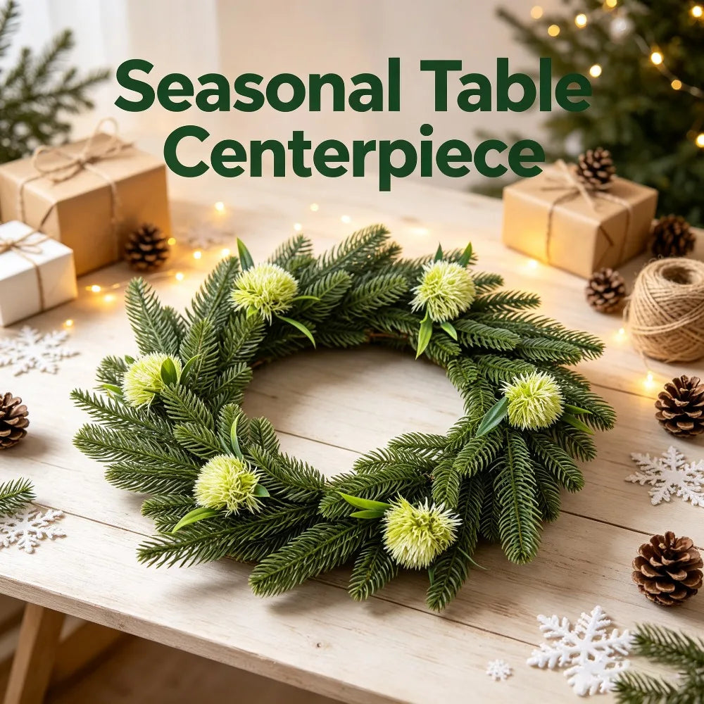 Artificial Eucalyptus Boxwood Wreath with Berries | Front Door Decorative Wreath Axl style A
