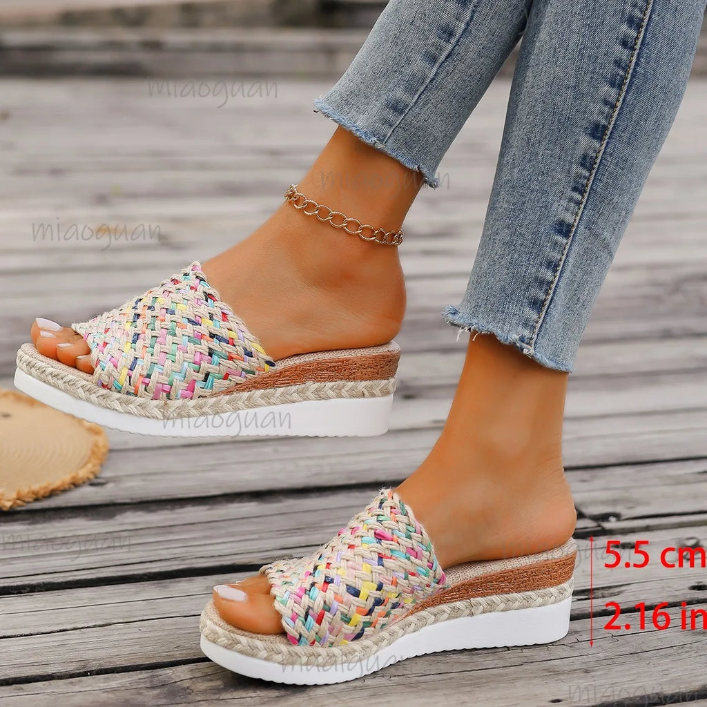 Women's Boho Woven Wedge Platform Sandals – Sizes 36–43 Wedge Platform Sandals Axl