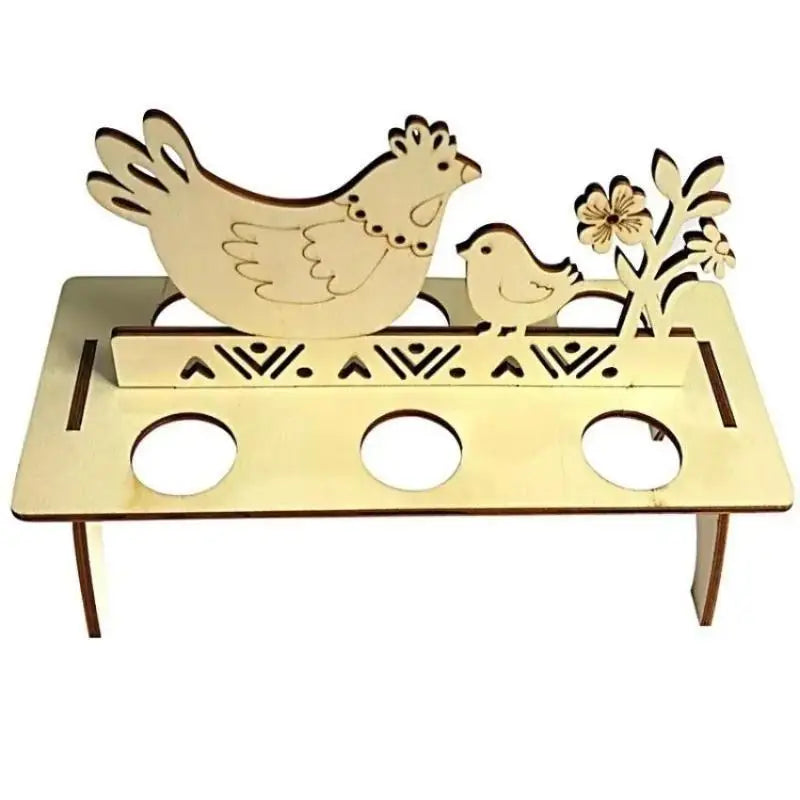 Wooden Easter Egg Tray – Rabbit & Chick Shaped Holder Easter Egg Holder Axl
