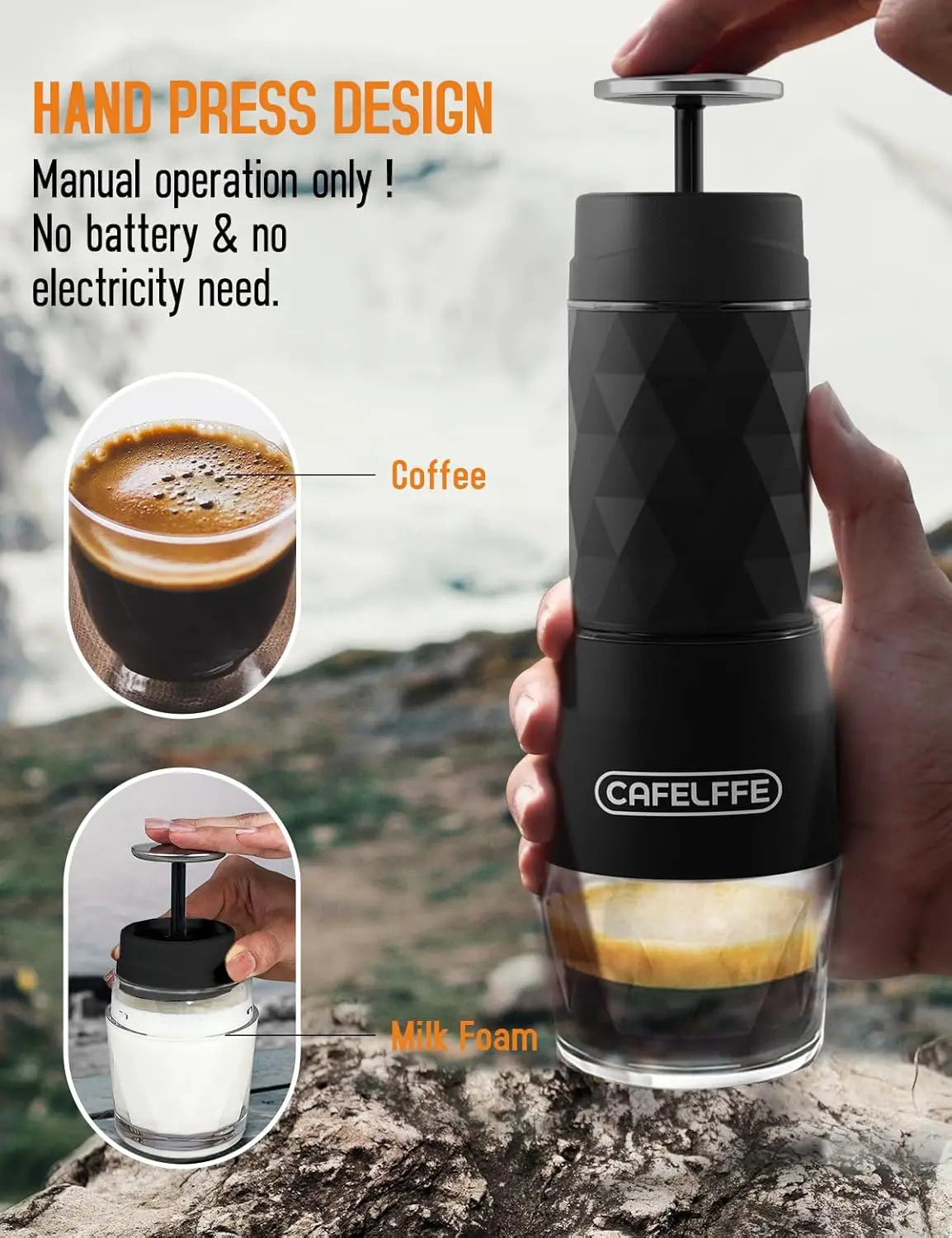 CAFELFFE MK-501 Portable 3-in-1 Manual Espresso Coffee Maker Portable Espresso Maker Axl