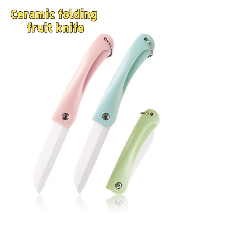 Folding Ceramic Fruit Knife – Portable Paring Knife with Sleeve Ceramic Paring Knife Axl