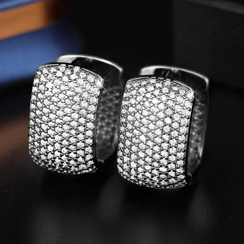 Huitan U-Shaped Cubic Zirconia Hoop Earrings for Women Hoop Earrings Axl E3518