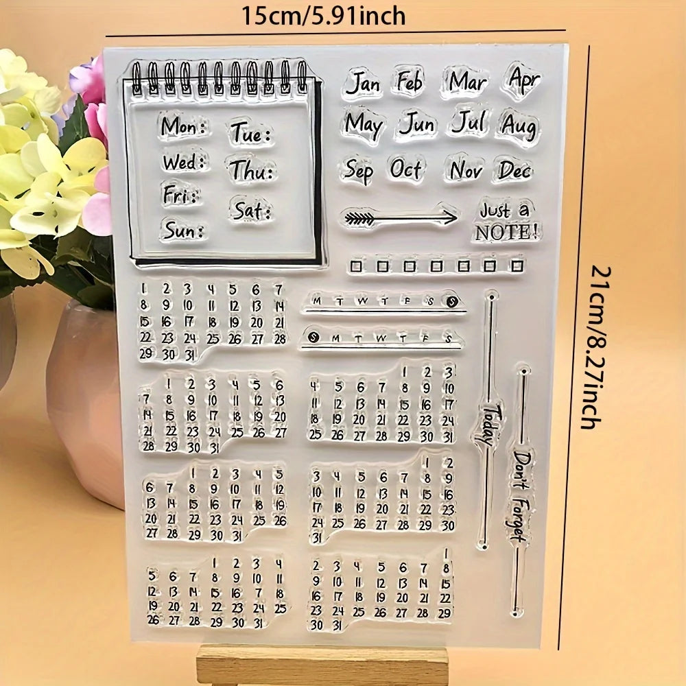 Clear Calendar Stamp – Reusable Transparent Stamp for Cards Craft Stamp Axl 1pc