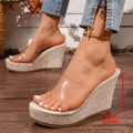 Women's Transparent Wedge Platform Sandals – Open Toe Slippers Wedge Platform Sandals Axl Beige 43