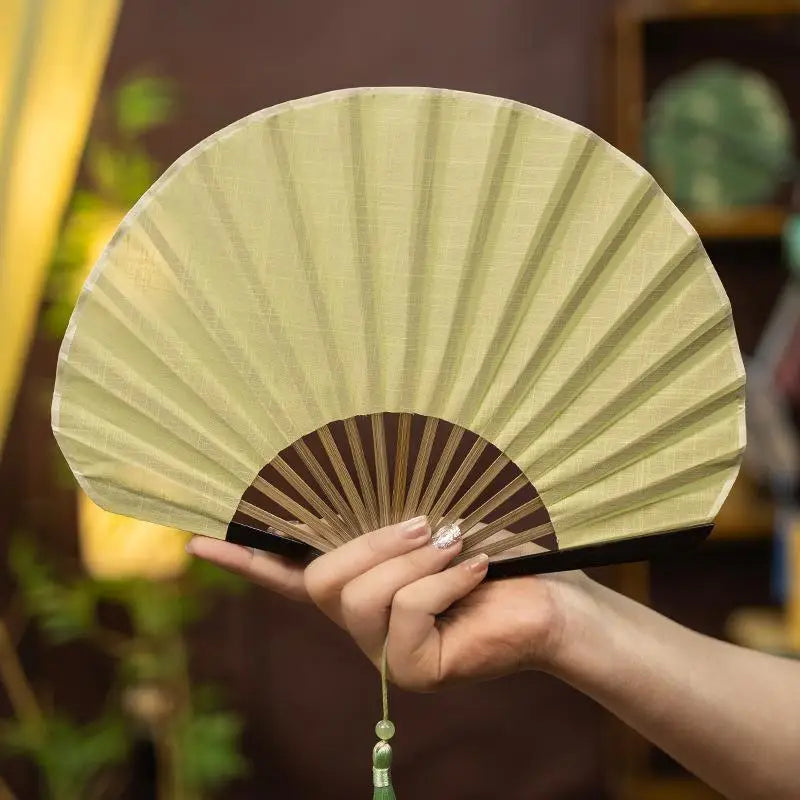 Chinese Folding Hand Fan – Cotton Linen & Bamboo | Women's Folding Hand Fan Axl A2