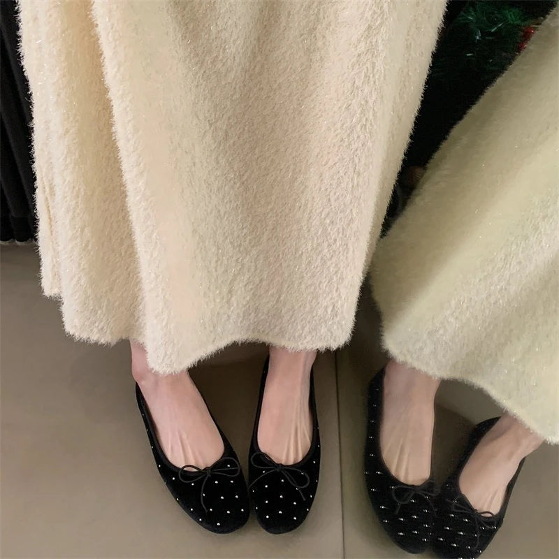 Vintage Suede Women's Ballet Flats – Slip-On Round Toe Shoes Women's Ballet Flats Axl