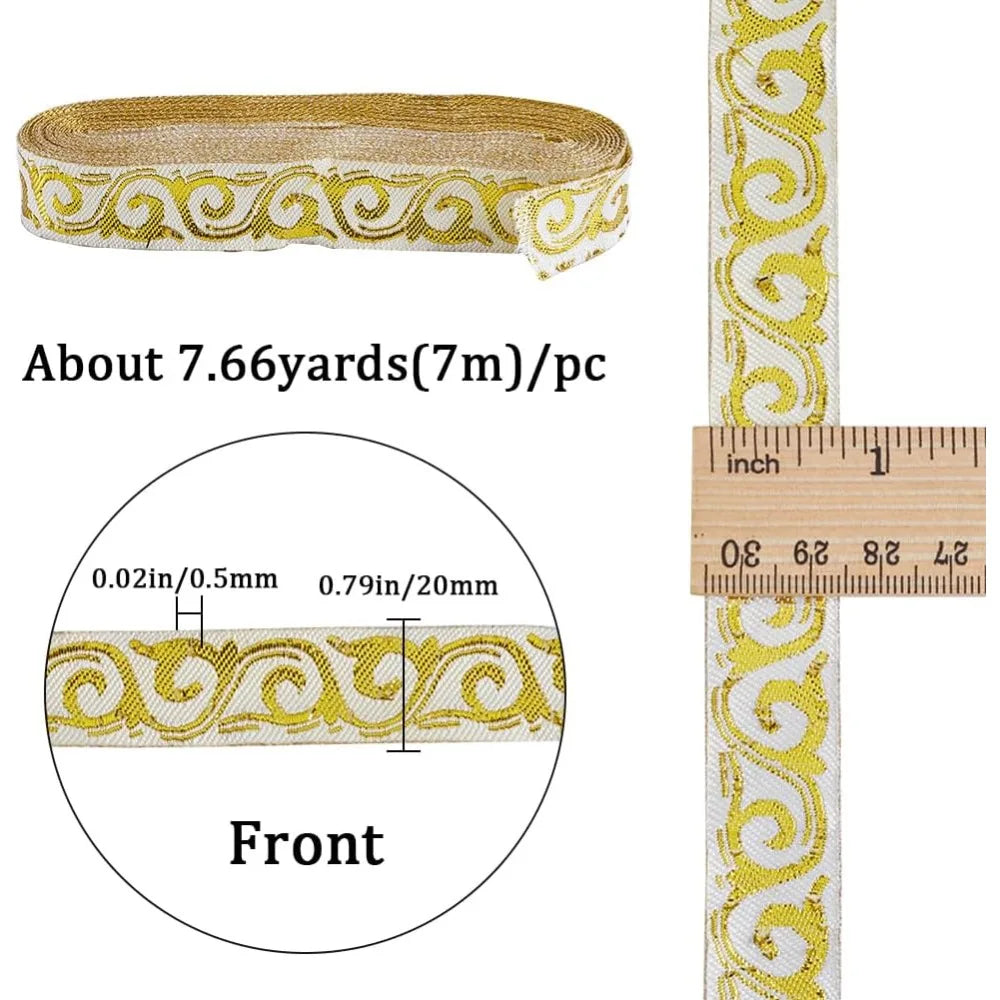 Floral Jacquard Embroidery Ribbon 3/4" – Lemon Chiffon Trim Jacquard Craft Ribbon Axl