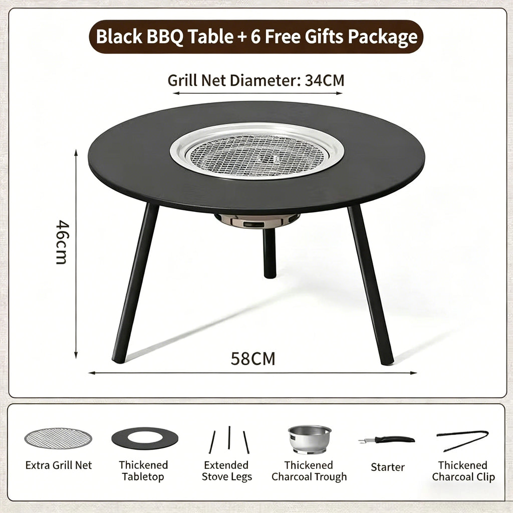 Portable Folding Charcoal BBQ Grill – Smokeless Outdoor Barbecue Charcoal BBQ Grill Axl black