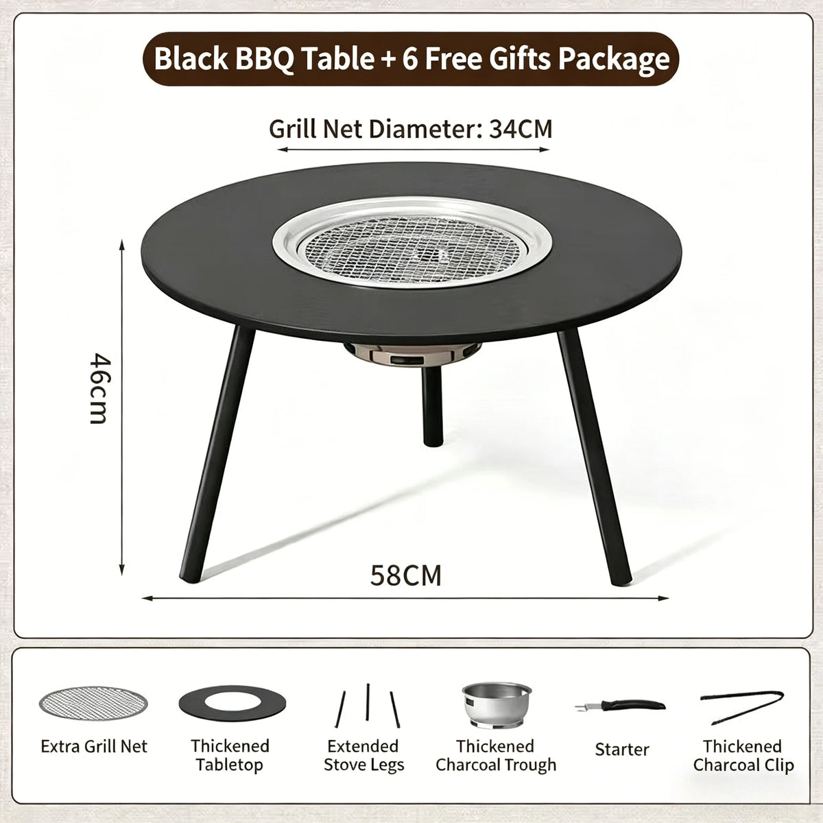 Portable Folding Charcoal BBQ Grill – Smokeless Outdoor Barbecue Charcoal BBQ Grill Axl black