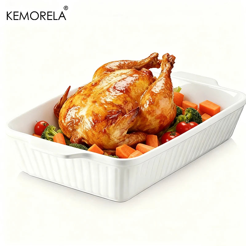 KEMORELA Ceramic Baking Dish – 3 Sizes, Handles, Oven Safe Ceramic Baking Dish Axl