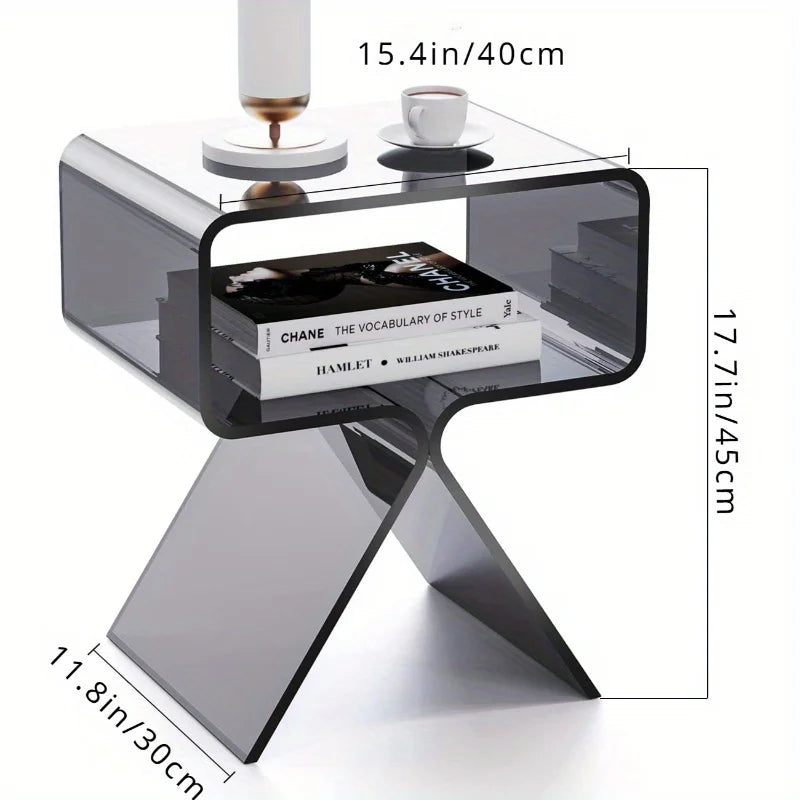 Modern Transparent Acrylic Bedside Table – Narrow Side End Table Acrylic Side Table Axl