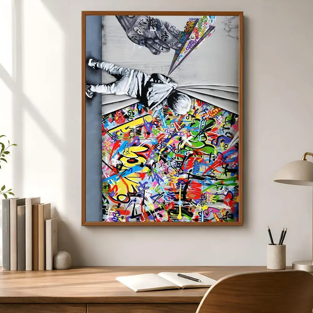 Banksy-Style Peel & Stick Wall Poster – Waterproof PVC HD Art Peel & Stick Poster Axl