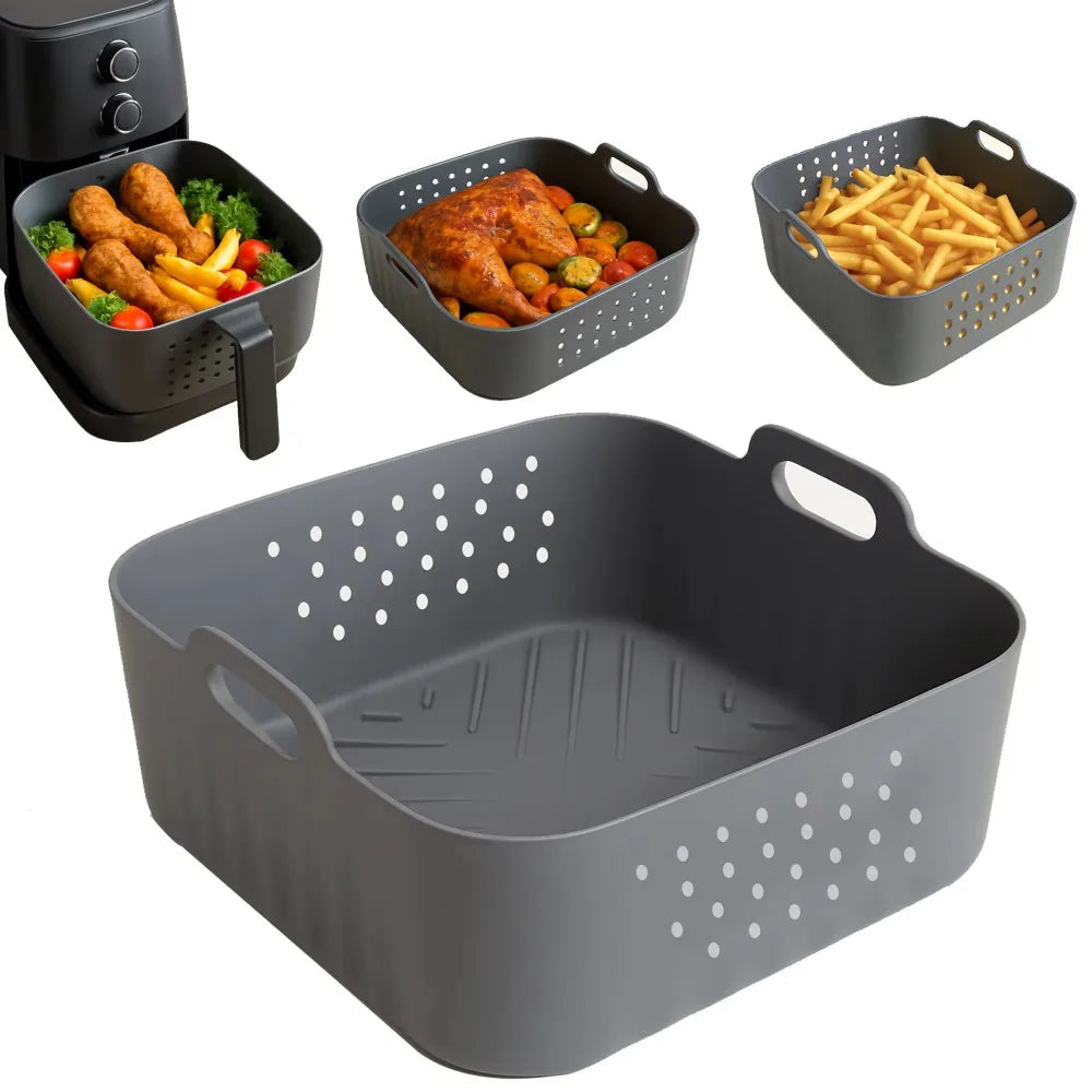 Silicone Air Fryer Liner 22.5cm – Non-Stick Reusable Basket Tray Air Fryer Liner Axl