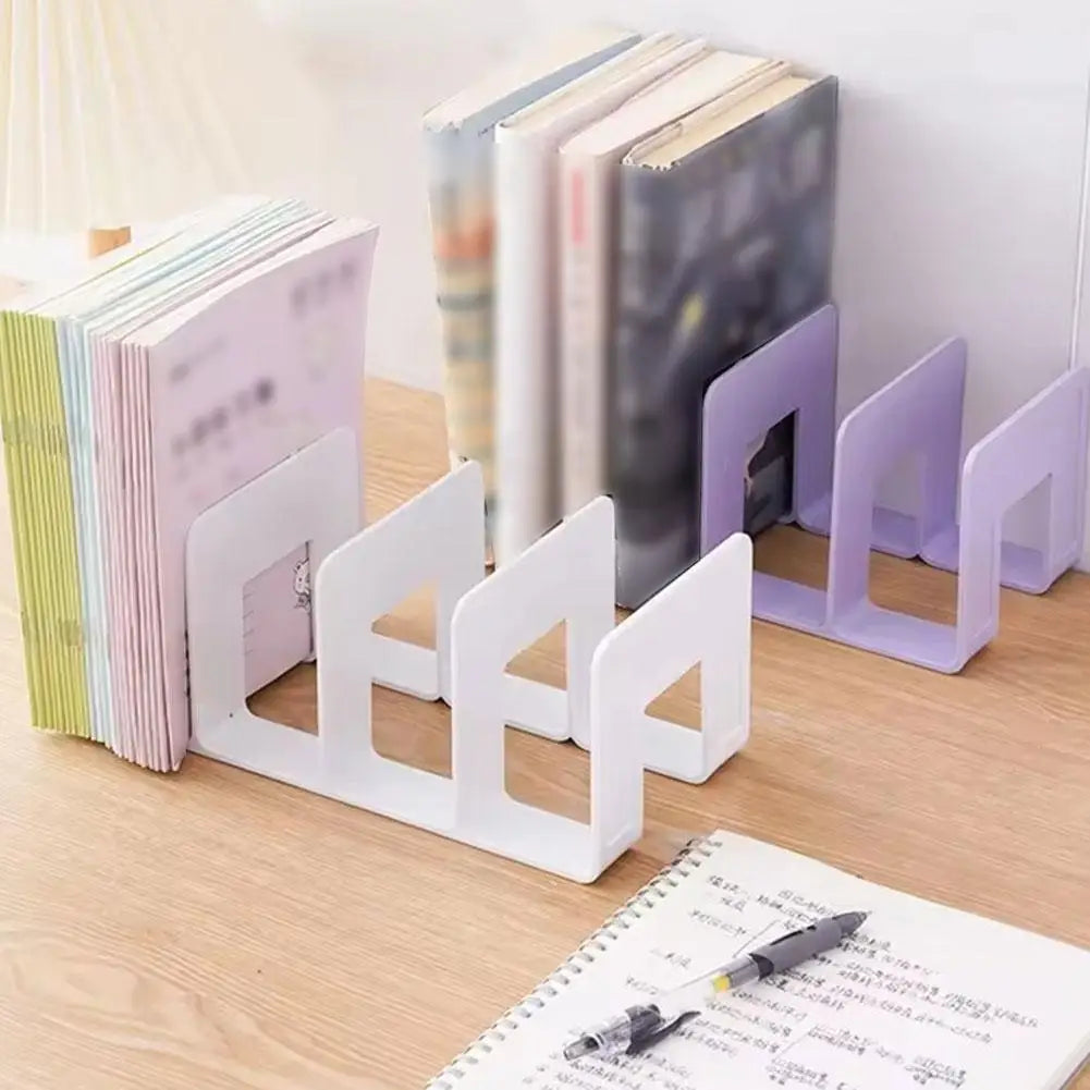L-Type Plastic Bookend & 4-Shelf Desktop File Organizer Desktop Book Organizer Axl