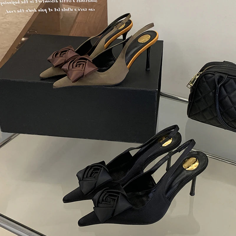 Women's Pointed Toe Stiletto Pumps | Silk Slip-On Dress Heels Stiletto Heel Pumps Axl
