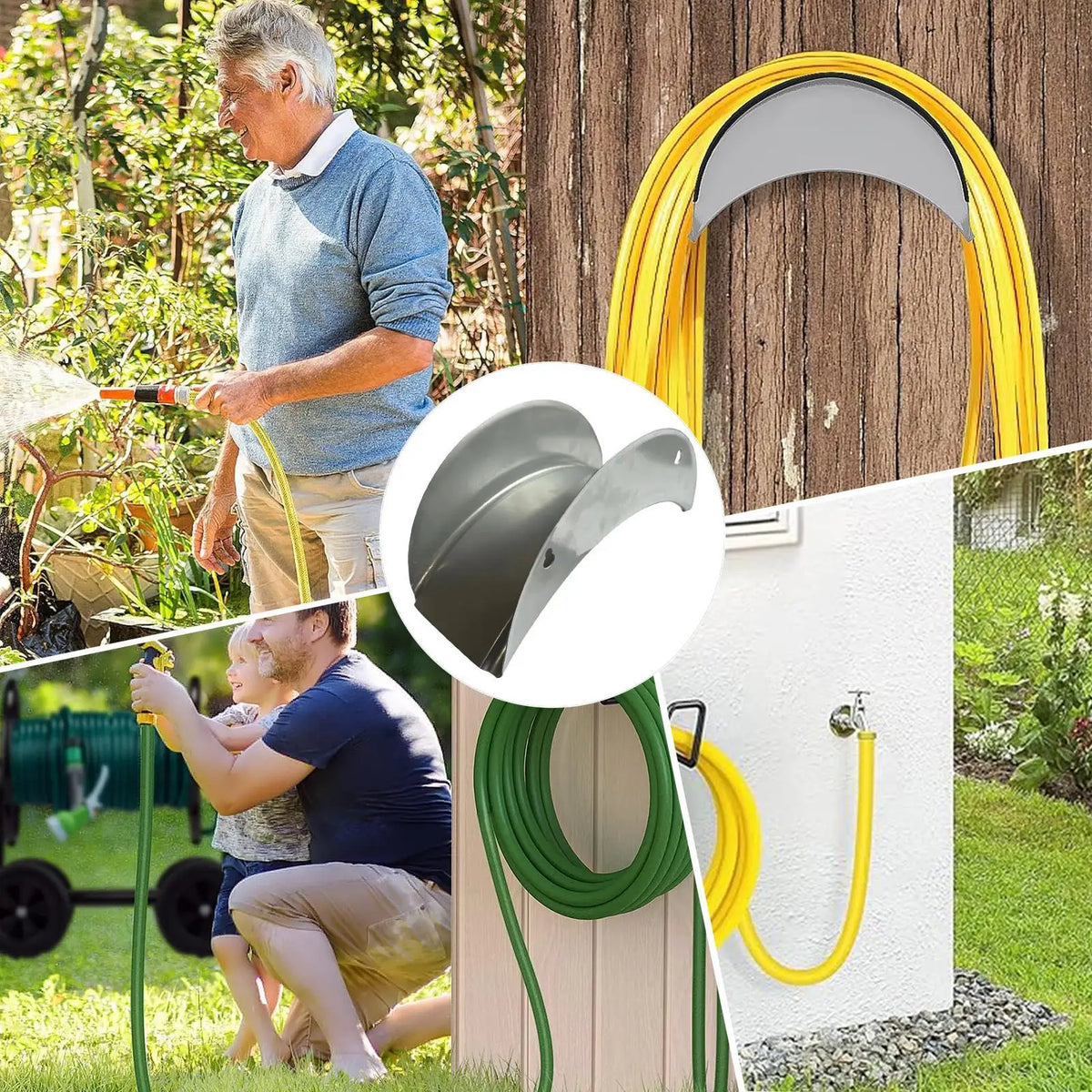 Heavy Duty Wall Mount Metal Garden Hose Hanger & Organizer Garden Hose Holder Axl