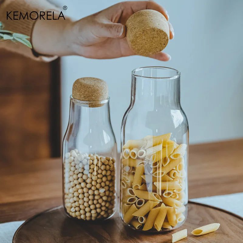 Clear Glass Storage Jar with Cork Lid – Airtight Canister Glass Storage Jar Axl