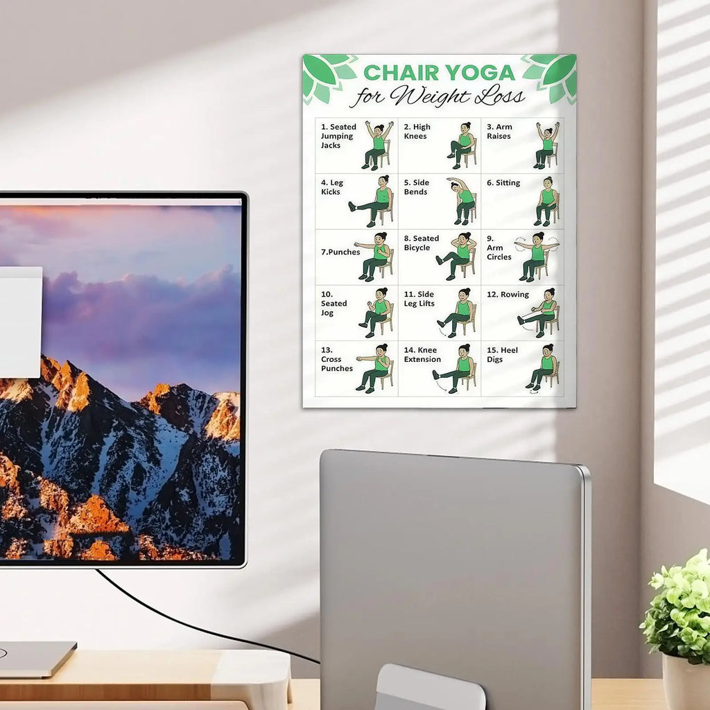 Chair Yoga Poster Set – 30-Day Workout Guide for Seniors Yoga Workout Poster Axl