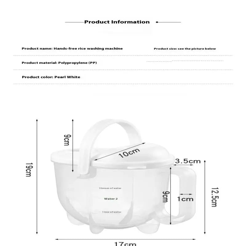 Rice Strainer Bowl with Lid & Handle – Grain & Bean Washer Kitchen Strainer Bowl Axl white