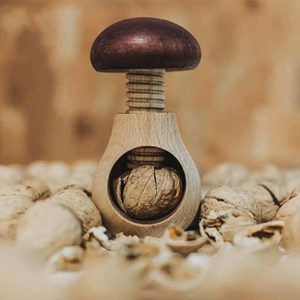 Mushroom Wood Nutcracker – Adjustable Nut Cracker Tongs Nut Cracker Tool Axl