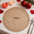 Bohemian Round Linen Placemats Set 6 or 10 Pcs | Table Mats Linen Placemats Set Axl khaki-10pcs 38cm Round