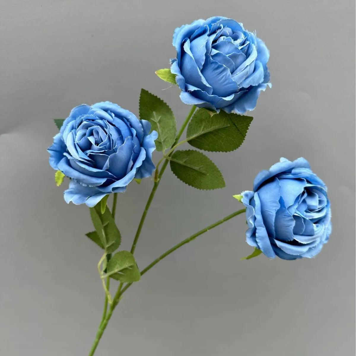 Artificial Silk Rose Branch – 3-Head Flower Stem 26" Tall Artificial Flower Branch Axl blue