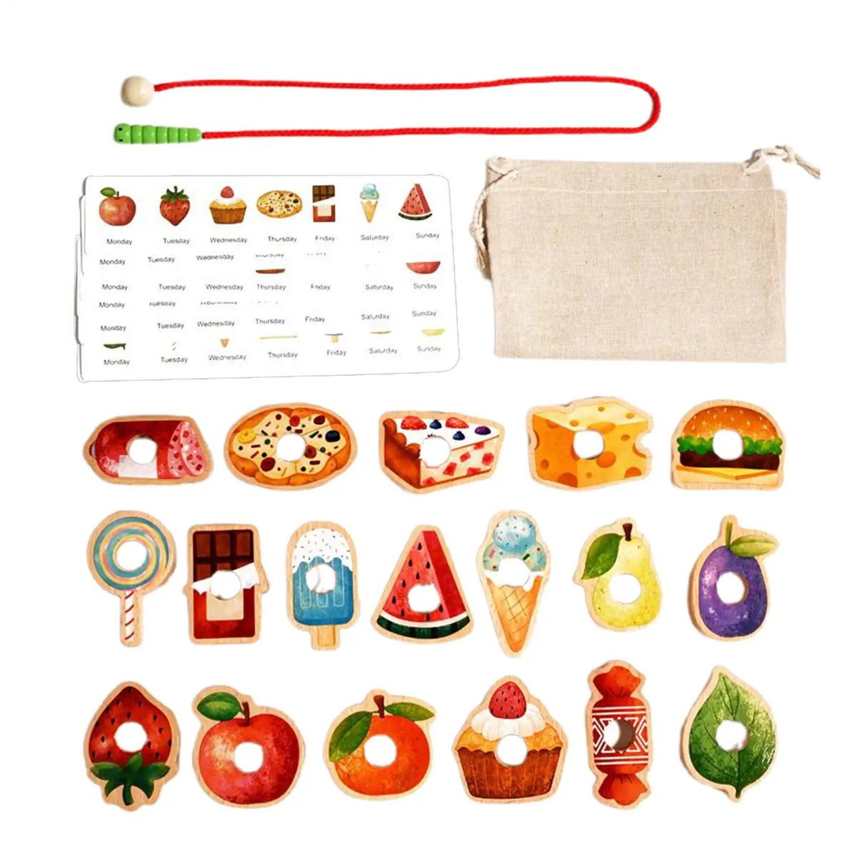 Wooden Threading Beads Toy – Toddler Sorting & Learning Set Wooden Threading Toy Axl