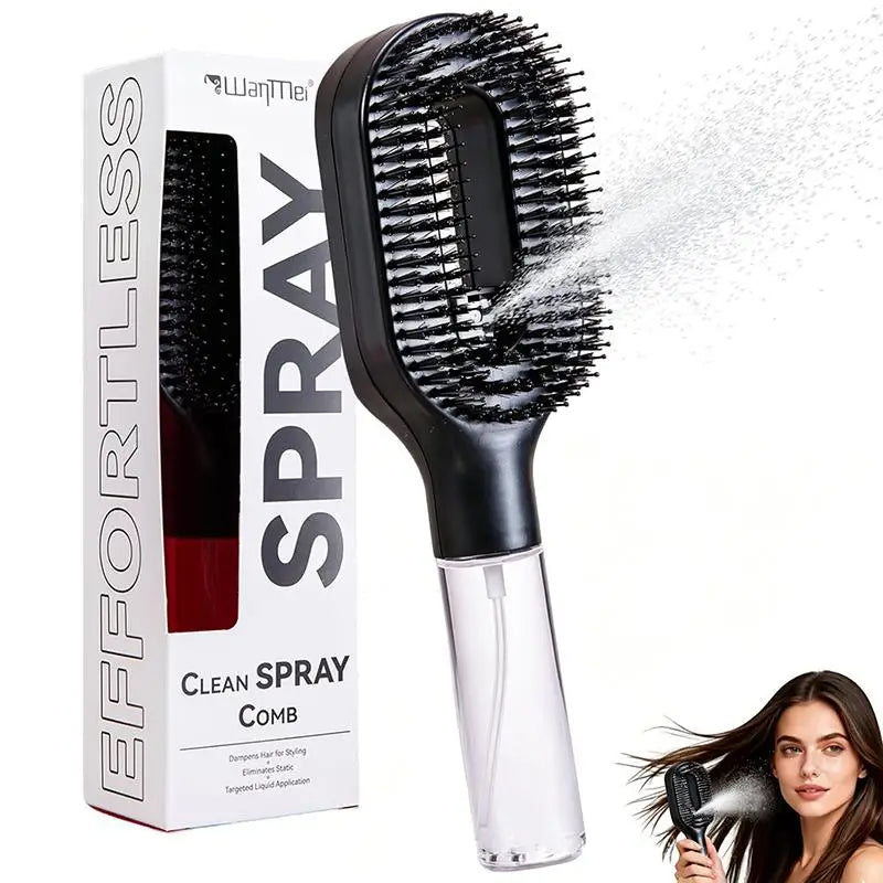 2-in-1 Detangling Spray Hair Brush with Refillable Mist Tank Spray Detangling Brush Axl A4