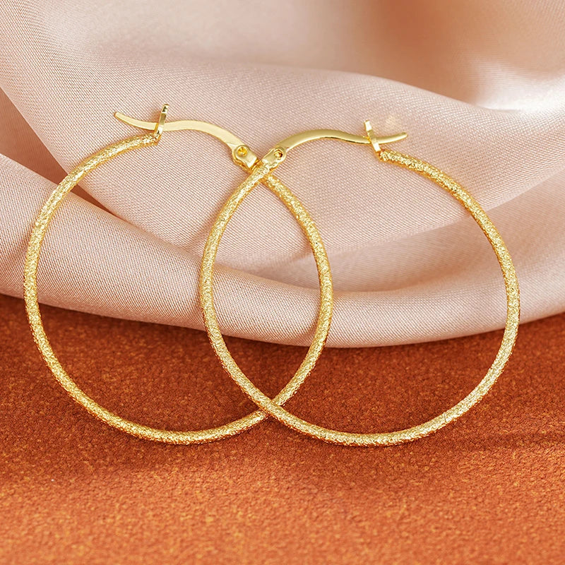 Huitan Frosted Gold Hoop Earrings – Textured Big Circle Hoop Earrings Axl