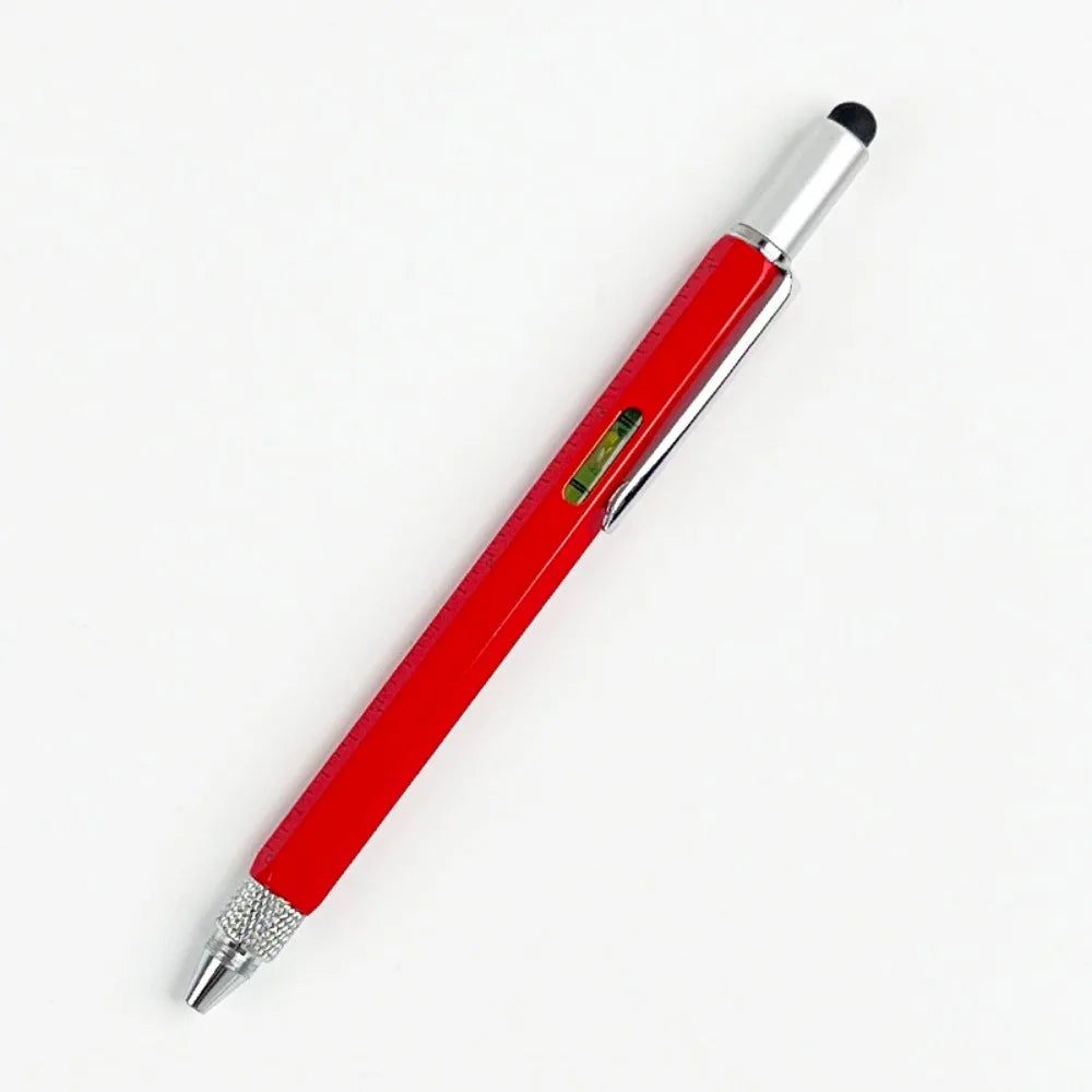6-in-1 Metal Multi-Tool Pen – Spirit Level, Ruler & Ballpoint Multi-Tool Ballpoint Pen Axl Red